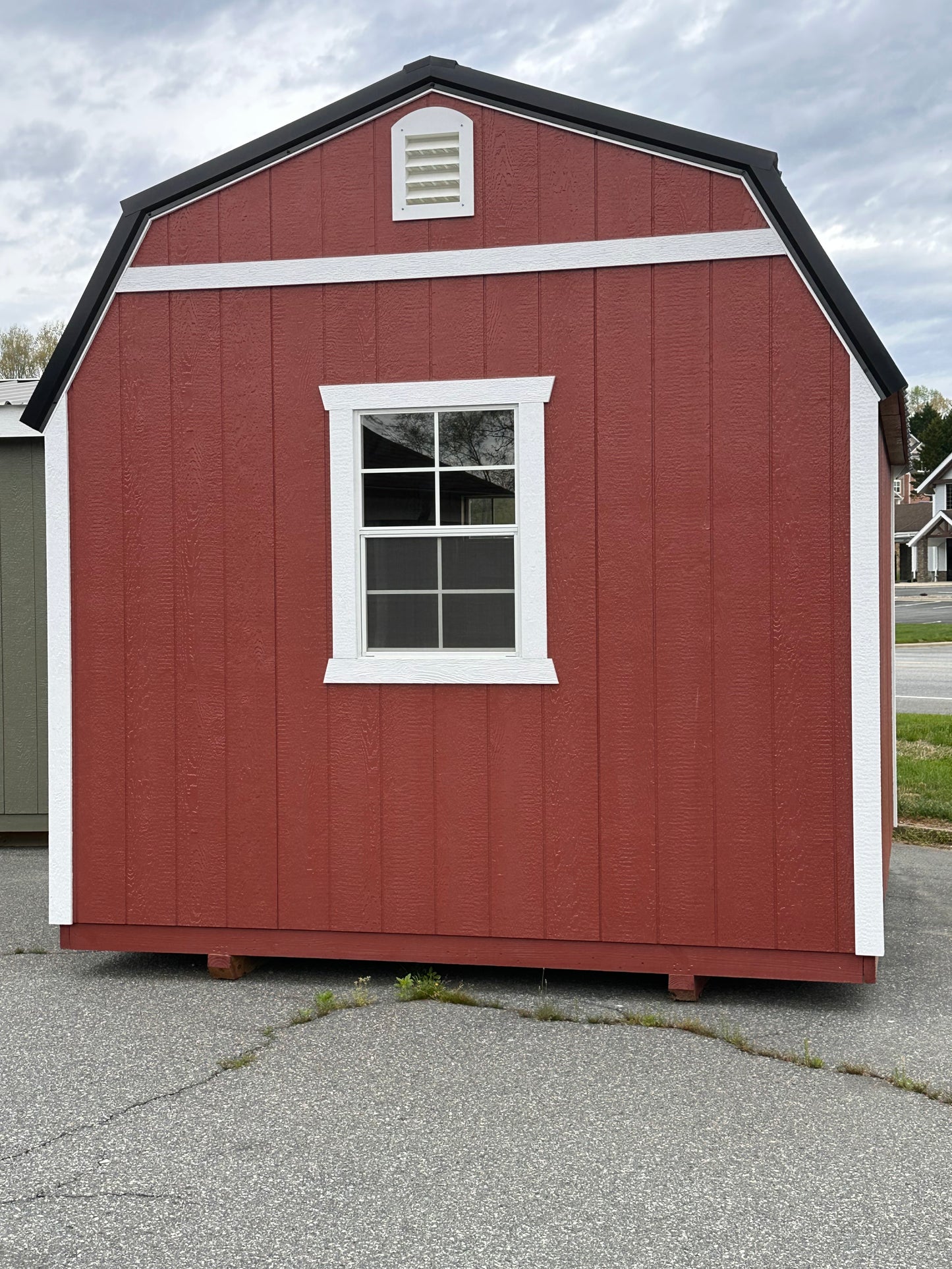 10x12 Lofted Shed with Electric Package, Double Wood Doors & Transom Window