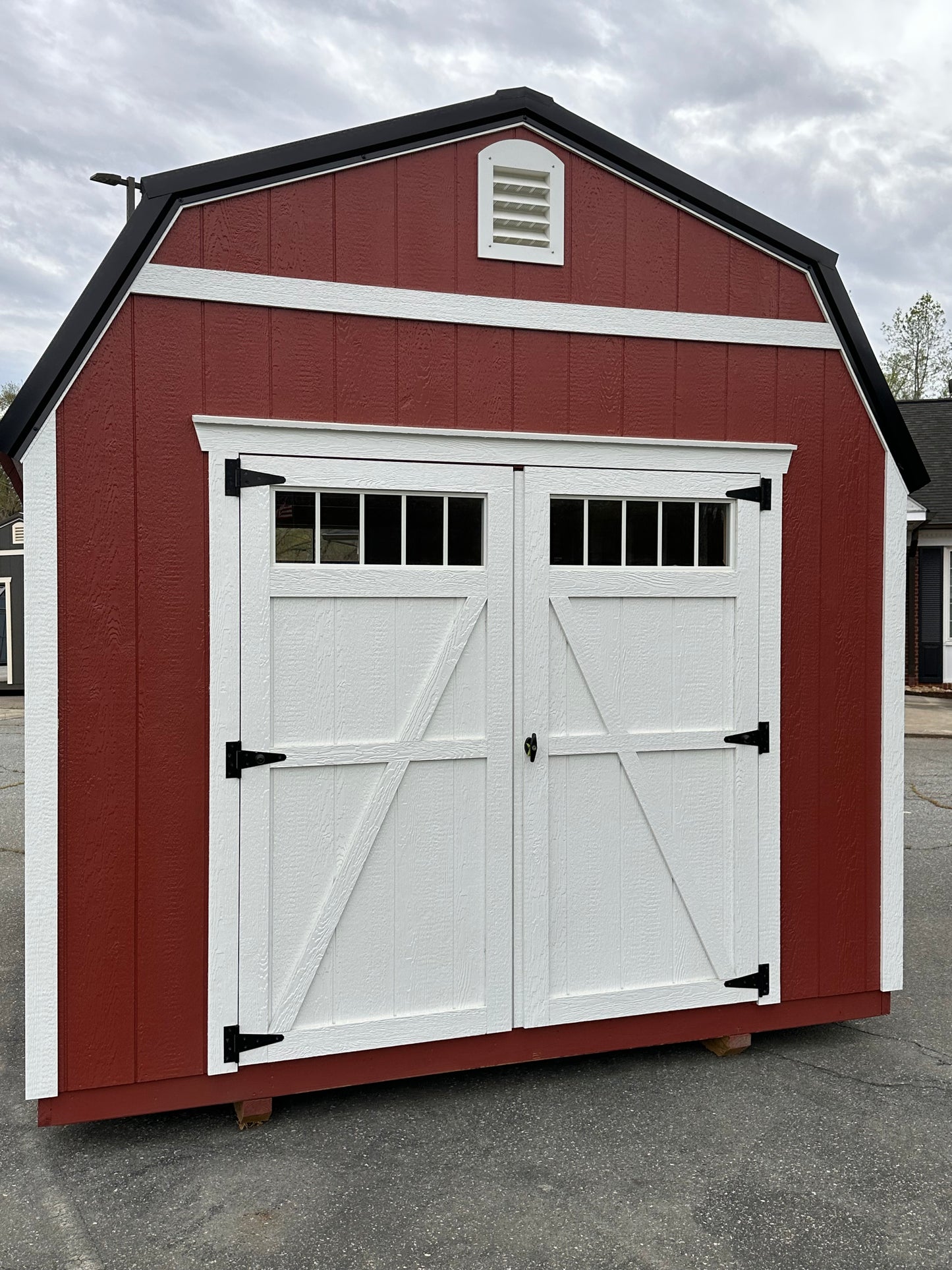 10x12 Lofted Shed with Electric Package, Double Wood Doors & Transom Window