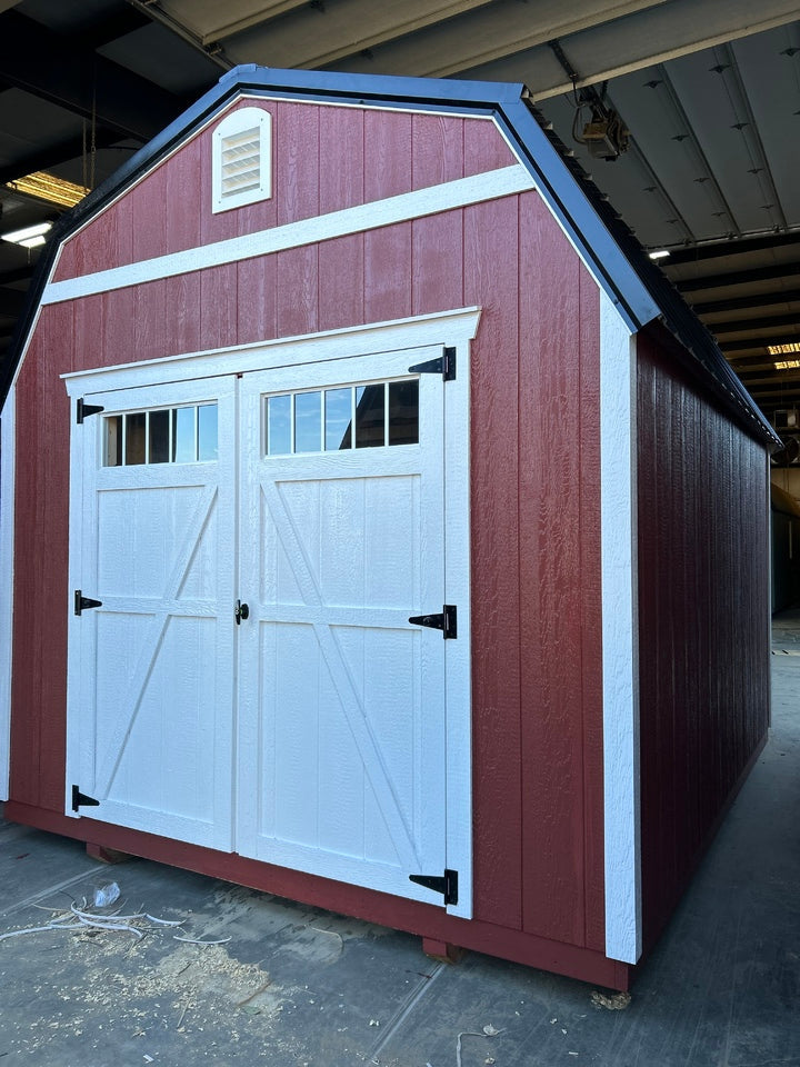 10x12 Lofted Shed with Electric Package, Double Wood Doors & Transom Window