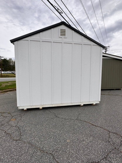 12x20 A-Frame Shed with Dormer, Electric Package, Board & Batten Siding & Transom Double Wood Doors